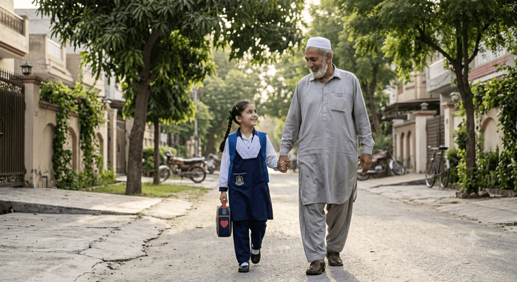 He walked his youngest granddaughter to school last month for the first time since the surgery